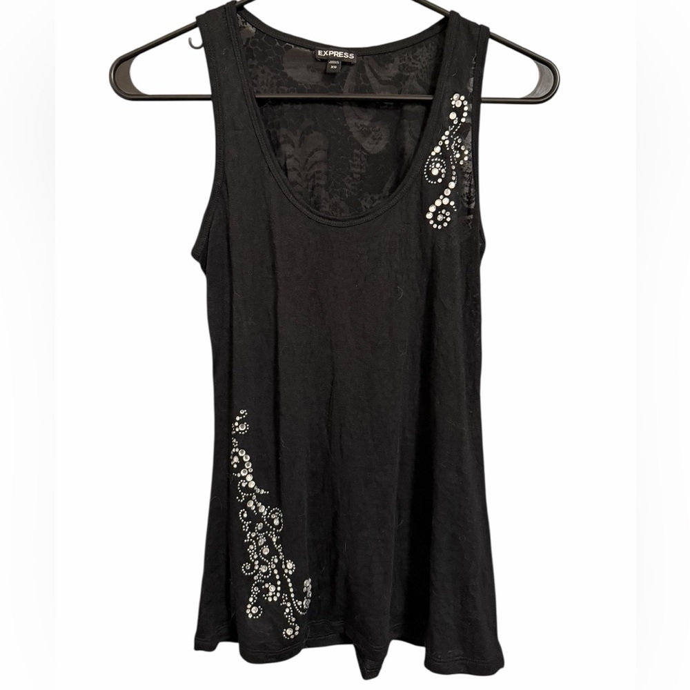 Express Black Tank Top with Embellishments